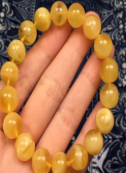 

russian honey wax chicken oil yellow hand string has clear texture and good quality detection of single circle round bead women03671922, Golden;silver