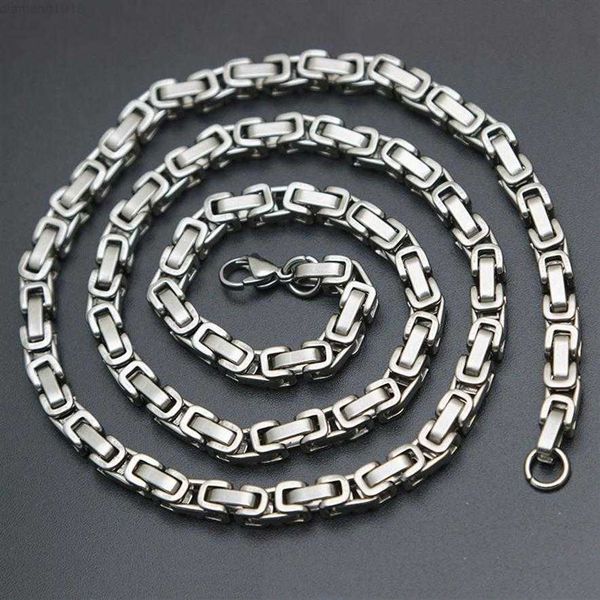

mens chain 4mm 5mm silver tone 316 stainless steel byzantine box link necklace chain298s