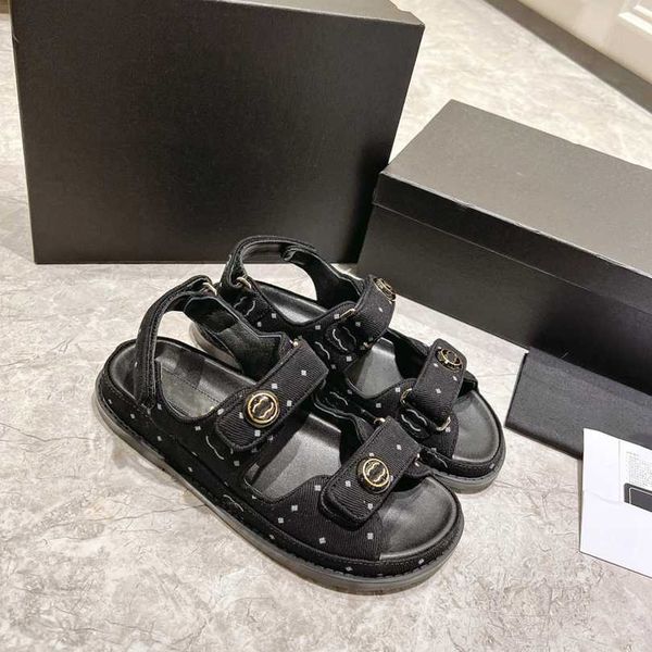 

leather fashion sandal ccity channel flats shoes women leisure designer slide outdoor slipper women flat bottom comfort sand beach sandals x, Black