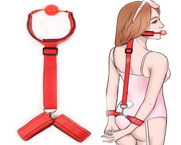 

2 pieces set of bondage restraint slave handcuffs and ankle erotic toys female lovers play sex269z4292499, Red;black