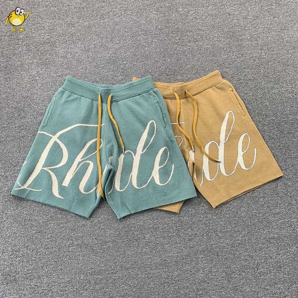 

men's shorts rhude jacquard shorts men women 2023 spring summer casual stretch main street fashion knitted streetwear new, White;black