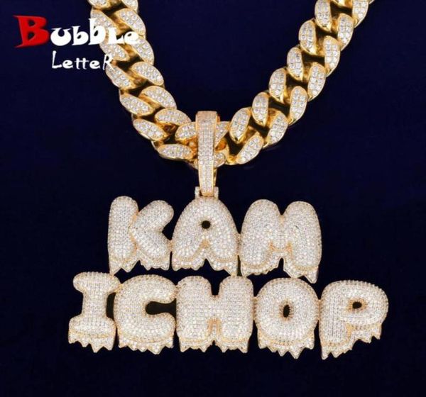 

with 20mm cuban chain custom name drip bubble letters chain pendants necklaces men039s zircon hip hop jewelry for gift cx2007251265654, Silver