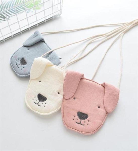 

children girl kids coin purse bag hobos mini small cute cotton fabric cartoon dog animal korean accessories whole gift6918242, White