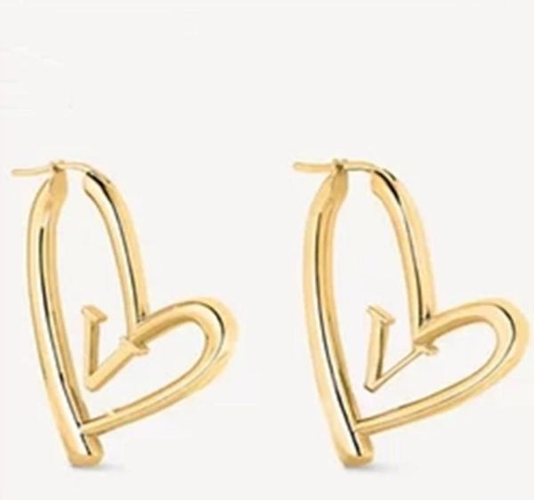 

women hoop earrings fashion letter love gold stud earrings lady luxury designer heart earring jewelry7692480, Golden;silver