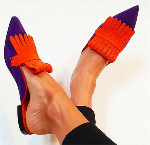 

woman summer casual 2020 new sandals slippers women square heels pointed toe slides comfort ladies flat shoes plus size 43 q12171781810, Black