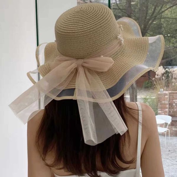 

wide brim hats summer sun visor hat for women's straw hat retractable easy to carry shading sun hat beach everything casual anti hat di, Blue;gray