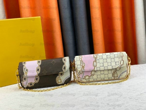 

new spring nautical checkerboard bag wallet on chain ivy damier azur womens handbag underarm mini shoulder bags short carry bag