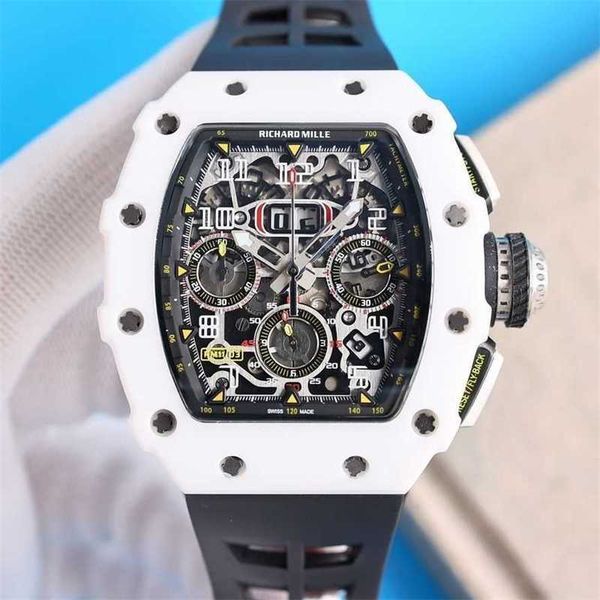 

designer richardmilles watches mechanical watches luxury milles watch multifunctional automatic white carbon tlae, Black;brown