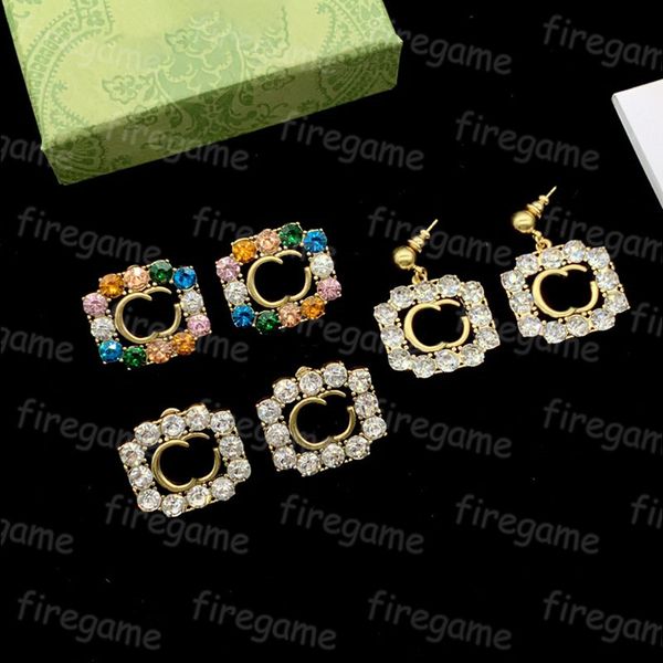 

women 3 color crystal earring vintage gold earring brand female jewelry party wholesale studs, Golden;silver