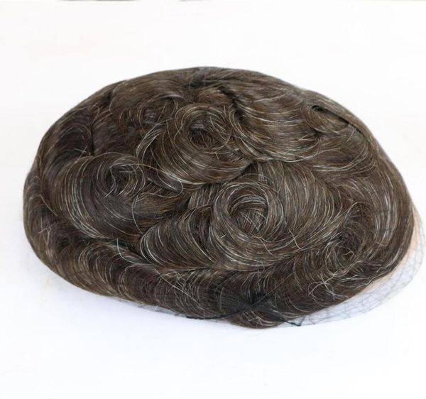 

2020 natural human hair mens toupee french lace front hair replacement system fine mono hairpieces wigs for men8475037, Black