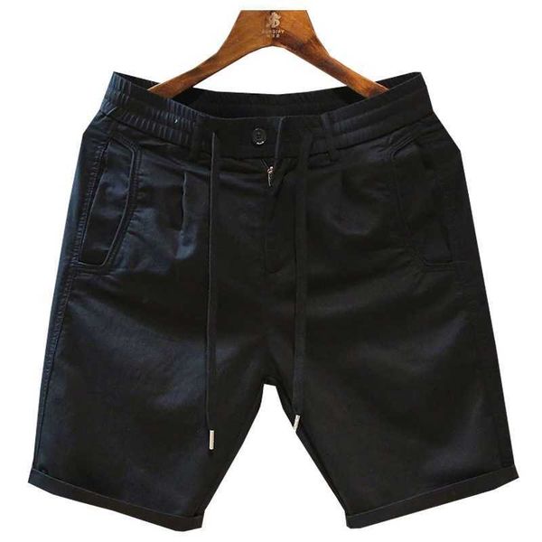 

men's summer casual loose work shorts solid color fashion brand ins straight 5/5 mid length pants{category}, White;black