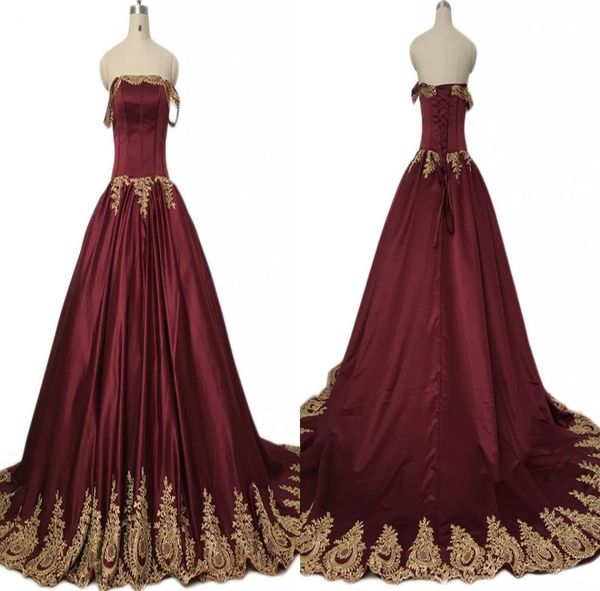 

2022 gold embroidery burgundy ball gown quinceanera prom dresses off the shoulder corset back satin ruched masquerade evening gown6952367, Blue;red