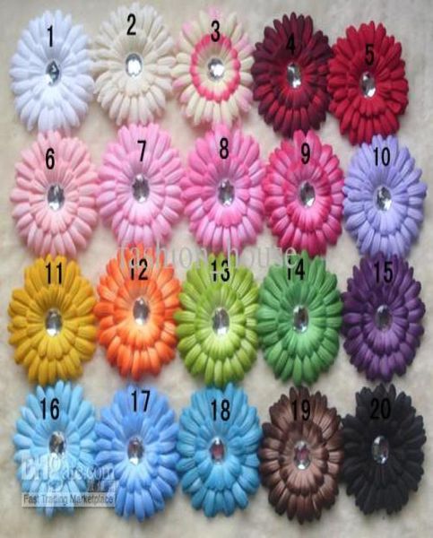 

17 colors 4quot gerbera daisy children039s hair accessories baby girls flower clip8301736, Slivery;white