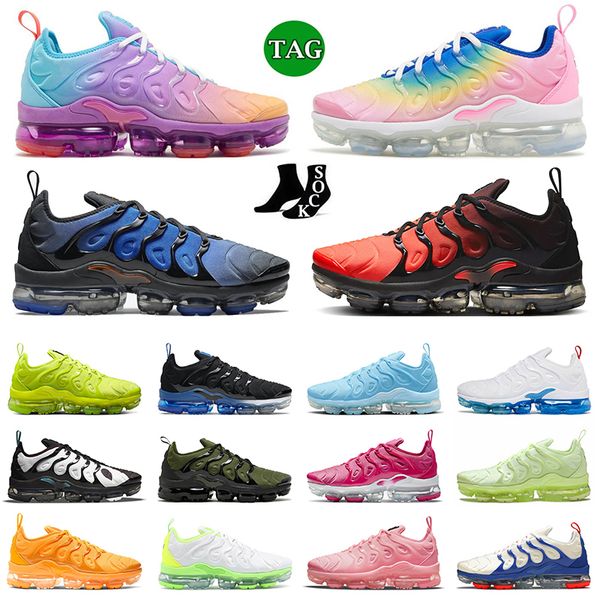 

2023 original tn plus cushion og running shoes for mens womens classic triple black white multi color gradient university blue tns vapours j