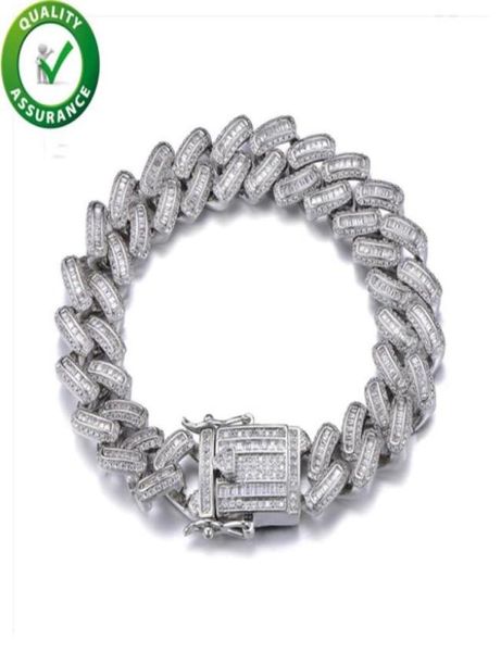 

luxury designer jewelry diamond tennis chain men bracelets 15mm charm bracelet cuban link iced out chains bling bangle hip hop fas2456454, Golden;silver