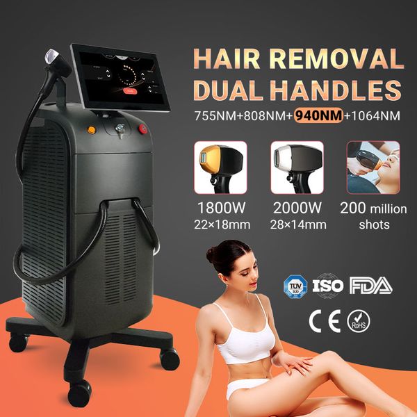 

2 handles laser hair removal titanium ice xl platinum titanium machine 755nm 808nm 1064nm skin rejuvenation 1800w, Black