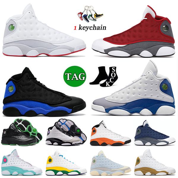 

13s og sneakers basketball shoes jordens 13 wolf grey red flint hyper royal french blue starfish playground solefly wheat for mens women jum, White;red