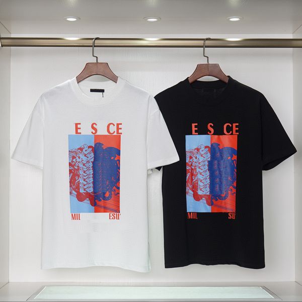 

2023 summer fashion short sleeve t-shirt men's new trend personality print slim half sleeve t-shirt top, White;black