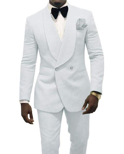 

embossing groom tuxedos white men wedding tuxedos shawl lapel man jacket blazer fashion men promdinner 2piece suitjacketpantst71667137683, Black;gray
