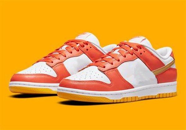 

designer gold orange white basketball shoes dunks low mens womens outdoor sneakers trainers sizes available with original shoebox and fast s