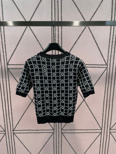 

2023 designer summer letter knitting ladies sweaters fashion short sleeve casual o- neck women pullover jumper, White;black