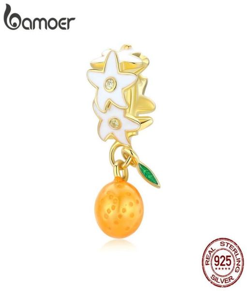 

925 sterling silver cz orange fruit charm beads for original bracelet silver 925 diy jewelry charm accessories scc1715 2105128459365, Bronze;silver