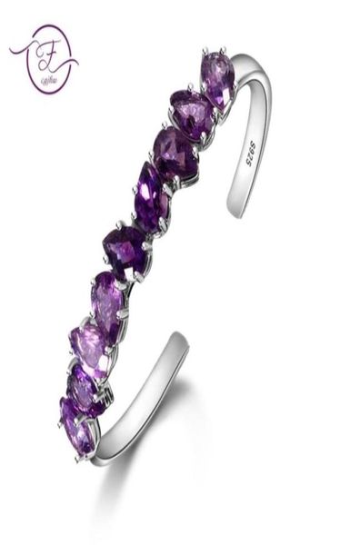 

silver charm natural amethyst bracelets bangles for women 925 sterling jewelry luxury anniversary engagement party gifts 2203091537788764, Black