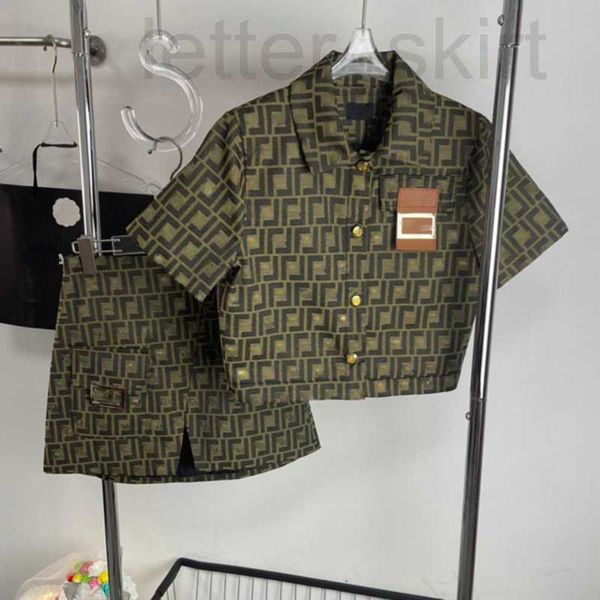 

women's tracksuits luxurioussports suit f jacquard summer tracksuit designer t shirt short sleeved jacket open half skirt small dresses, Gray