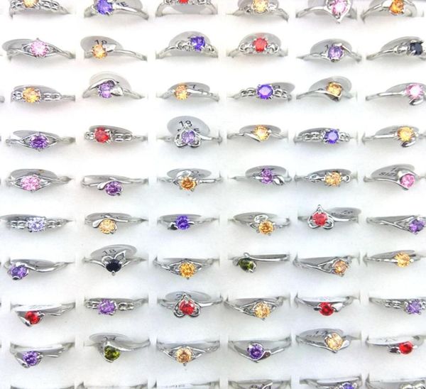 

whole 50pcs classic style real zircon rings mixed color fashion rings for women wedding bands 4689881, Golden;silver
