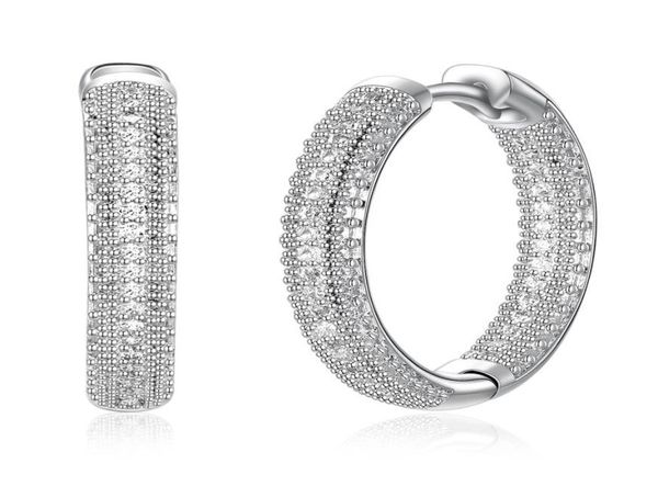 

silver plated hoop earrings whtie cz jewelry classic jewellery fast round women earring7677059, Golden;silver