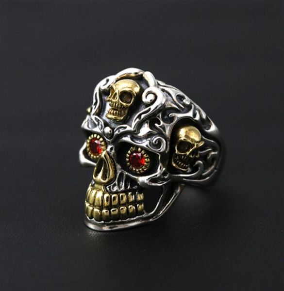

vintage gothic skull rings men fashion hip hop turkish male punk rings skeleton steampunk jewelry gift8973507, Silver