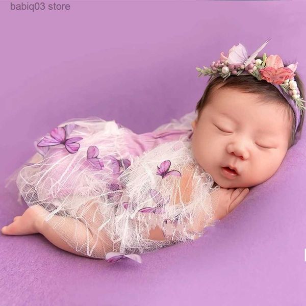 

rompers baby girl outfit butterfly lace princess dress newborn pgraphy props summer romper infant p shooting clothing accessorie t230529, Blue