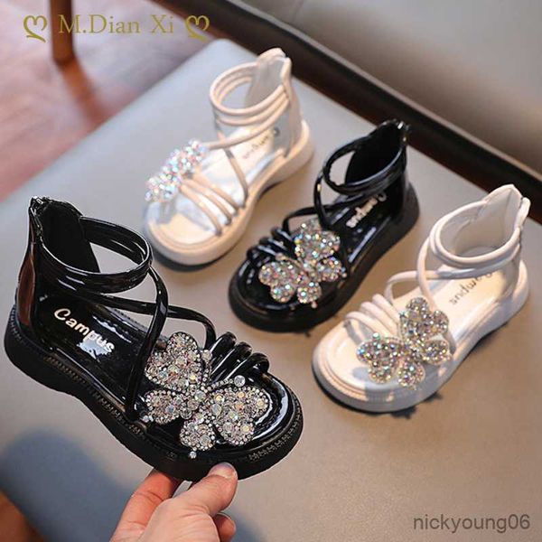 

sandals new girls sandals rhinestone butterfly princess shoes summer kid's sandals sandy beach shoes fashion children sandals r230529, Black;red