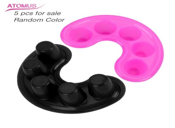 

5pcs nail art soak bowl nail removal soaker wash bowl cuticle removal tray acetone resistant handheld polish remover2801930, Black