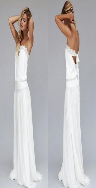 

vintage 1920s beach wedding dresses dropped waist bohemian wedding dress strapless backless boho bridal gowns lace ribbon4725408, White