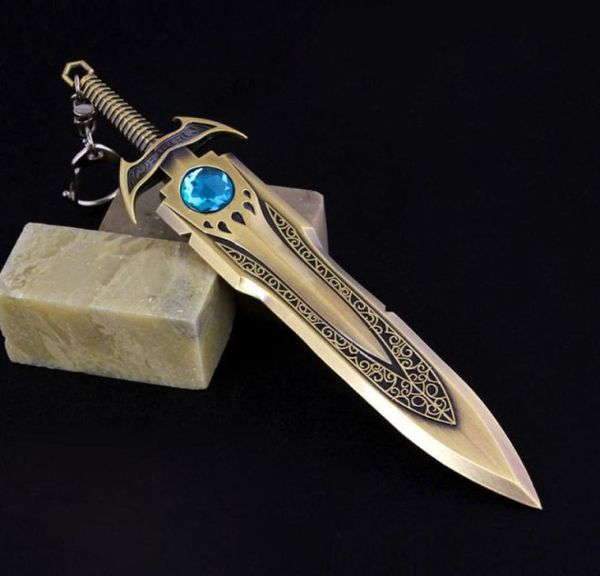 

16cm collectibles lol the barbarian king tryndamere zinc alloy weapon king039s sword keychain keyring bronze sword pendant7758818, Silver