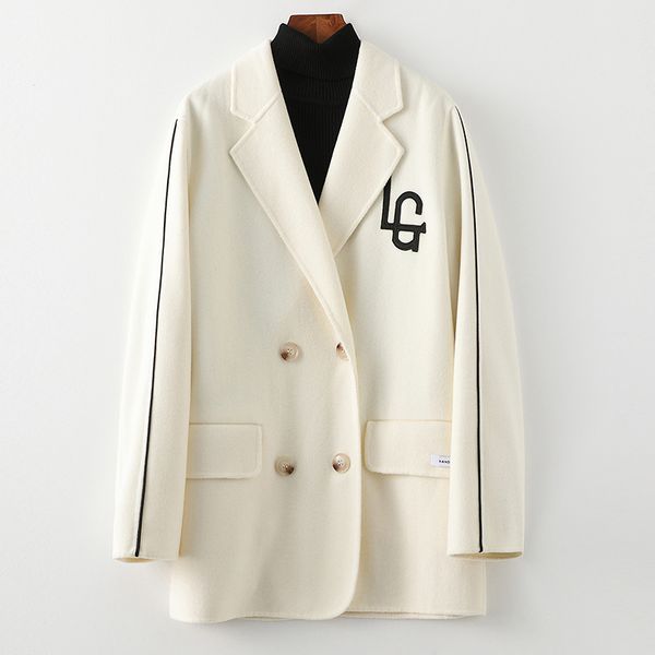 

fashion brand women designer sweater 2023womens lg brand suit style plus size wool lamb warm and simple sweet coat, Black