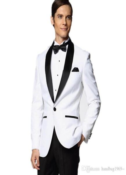 

one button white groom tuxedos groomsmen shawl lapel man blazer mens wedding suits jacketpantstie h9824470479, Black;gray