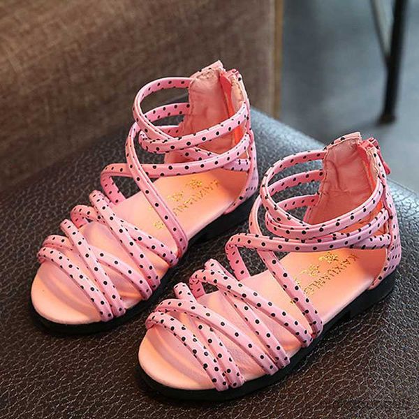 

sandals new summer girls sandals style girls shoes hollow weave beach shoes fashion princess kids sandals with zipper r230529, Black;red