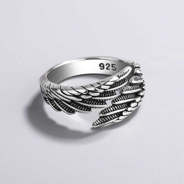 

jewelry antique feather ring simple fashion thai silver wing women's high sense personalized, Black
