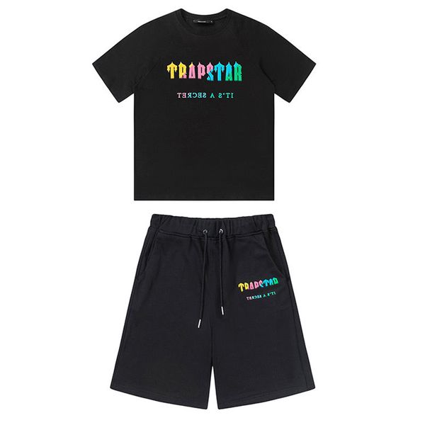 

london trendy brand designer shooters short set mens t-shirts shorts print letter luxury black and white grey rainbow color summer sports fa, White;black