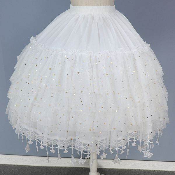 

moon star river mid length violent flower wedding lolita skirt brace fishbone carmen adjustable fluffy skirt brace princess style dress brac, White