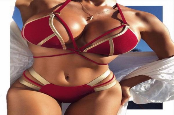 

women039s beach bathing bikinis set bikini gold stamped swimming suit three points split ladies sport swimwear flexible st1656704823