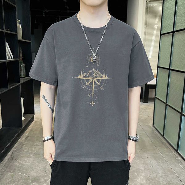 

short sleeve brand summer loose fit fashion round neck pure cotton t-shirt bottom shirt large men's wearpkrl, Black;brown