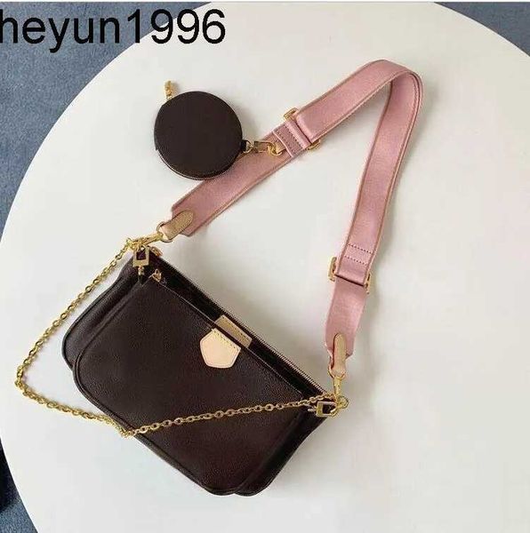 

high-quality luxury designer three-piece messenger bag fashion classic mahjong wallet chain shoulder portablemultifunctional handbag printin