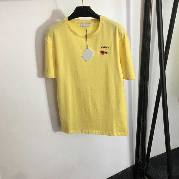 

23ss tee womens t-shirt womens designer clothing round neck pure cotton chest flocking heart logo embroidered cotton short sleeve t-shirt wo, White