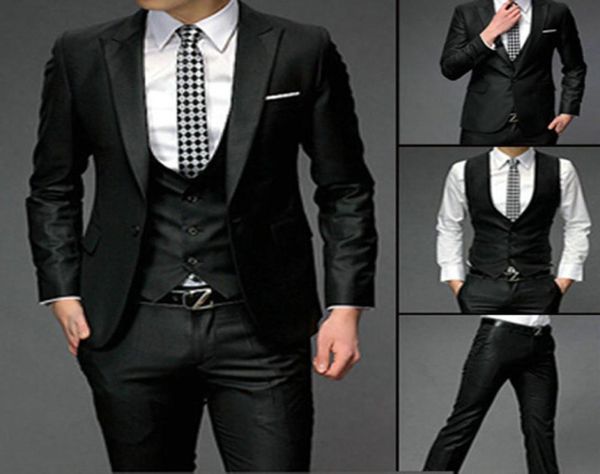 

2020 new groom tuxedos wedding groomsman mens slim fit one button suits pants vest dress the groom dress jacketpantstievest 78729482, Black;gray