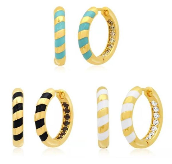 

hoop huggie 2022 trend colorful zircon stud earrings for women small unusual fashion enamel 3 colors round piercing jewelry87559651885204, Golden;silver