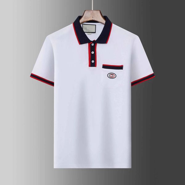 

2023 polo shirt summer men's lapel short-sleeved t-shirt european station fashion slim mercerized cotton half-sleeved polo shirts men t, White;black