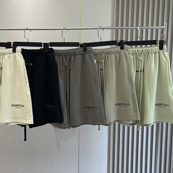 

men's shorts fashion ess designer pants feel of god high street casual drawstring capris ess double thread fog trend loose shorts, White;black